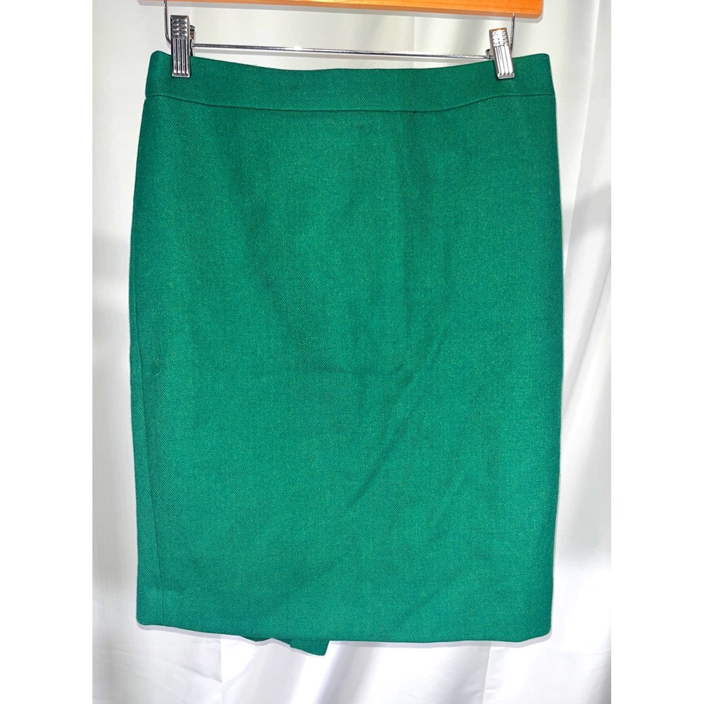 J.Crew No. 2 Pencil Skirt 100% Wool Emerald Green Office Workwear Size 4